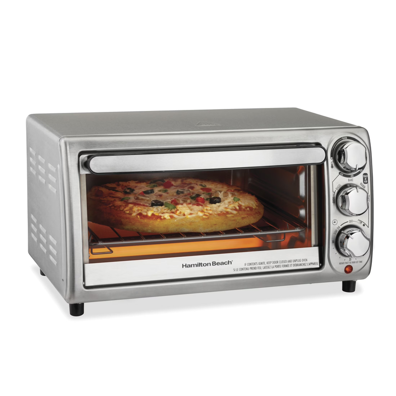 4 Slice Countertop Toaster Oven with 5 Versatile Cooking Modes, Stainless Steel0