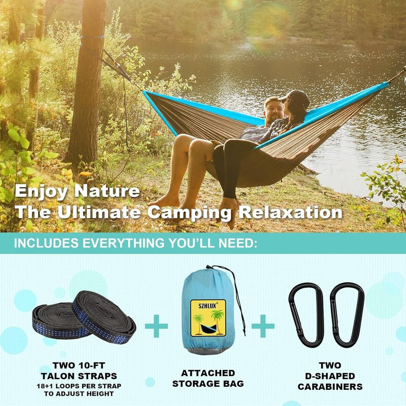Camping Hammock Double & Single Portable Hammocks with 2 Tree Straps and Attache2