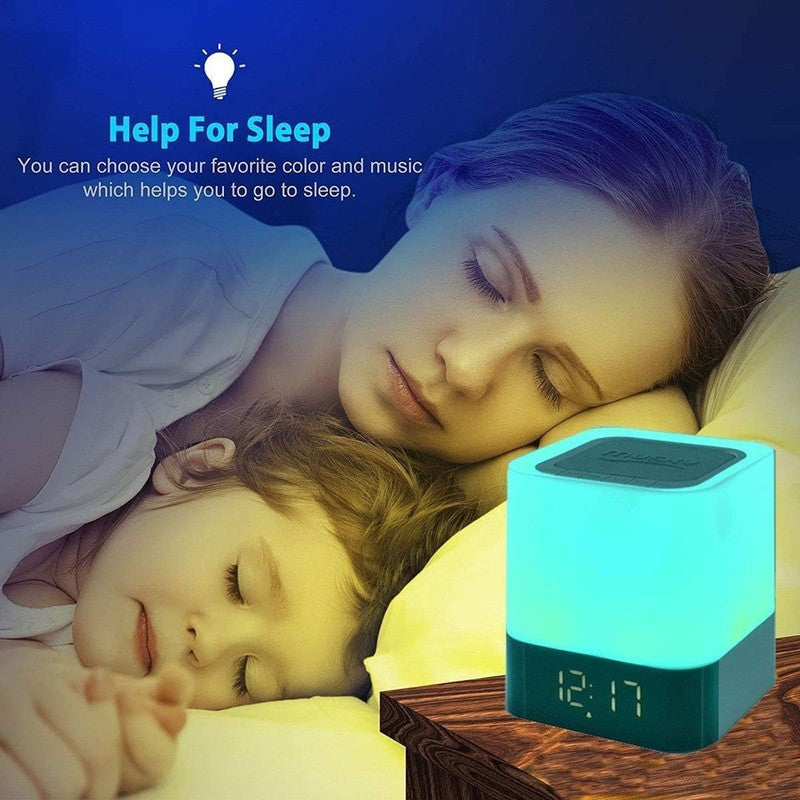 Bluetooth Speaker Alarm Clock, Touch Lamp, Night Light, RGB, Wireless, MP35