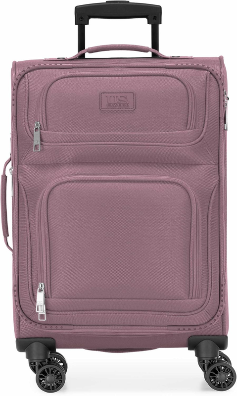 Lightweight Softside Carry On Suitcase 4 Wheel Spinner Luggage Mauve1