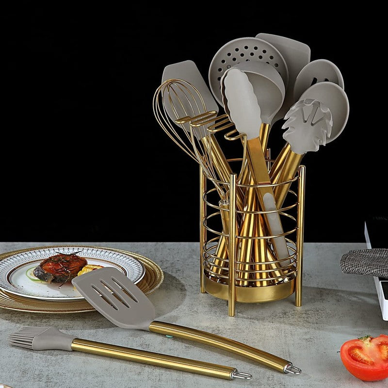 Gold 38 Pieces Silicone Kitchen Utensils Set with Sturdy Stainless Steel Utensil4