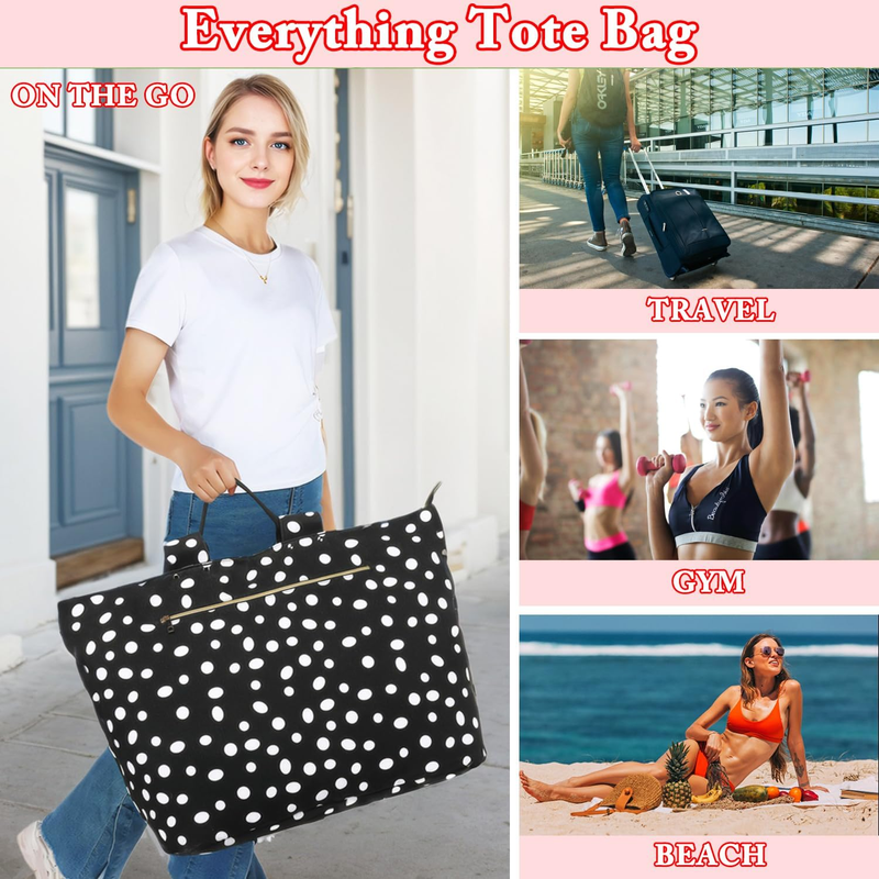 Large Waterproof Beach Tote Bag Canvas Pool Bag Leakproof Wet Pocket6
