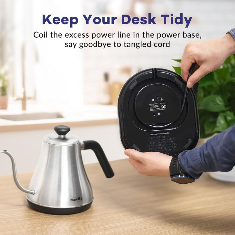 Gooseneck Electric Kettle 0.8L 1200W Stainless Steel LCD Temp Control Auto Off8