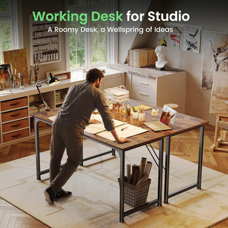 Computer Desk, 55 Inch Home Office Desk, Gaming Writing Work from Home Study Des6