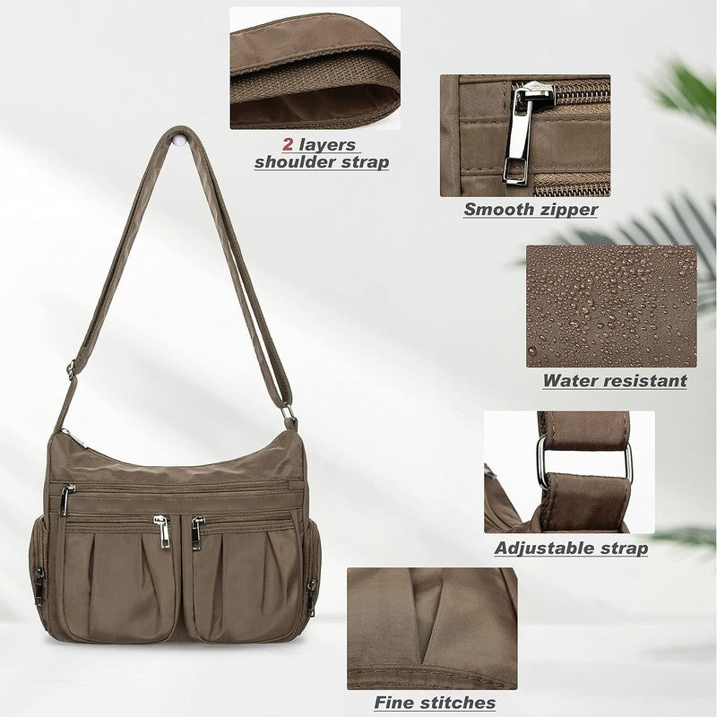 Women Crossbody Bag Waterproof Nylon Lightweight Shoulder Travel Handbag Purse5