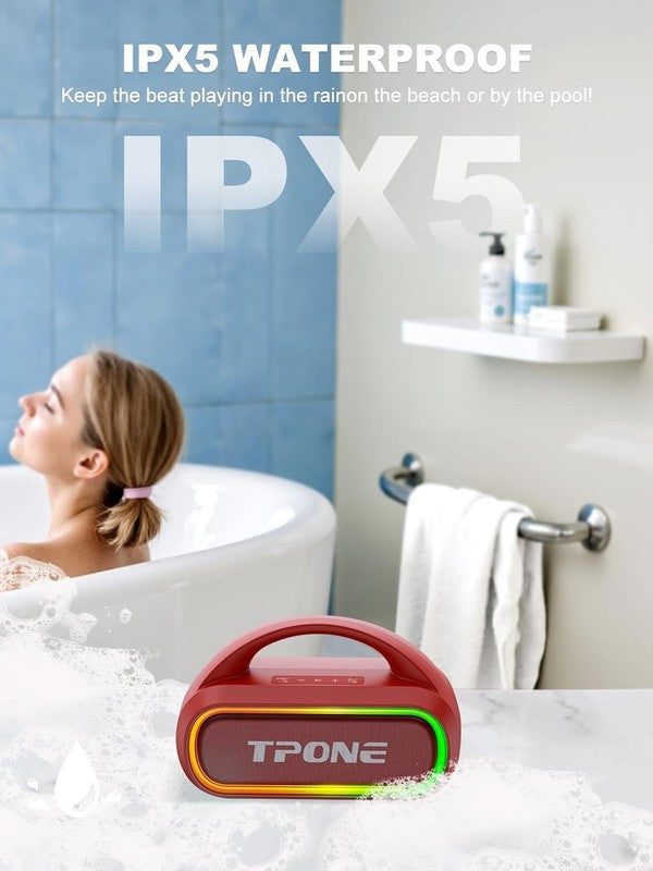 30W Bluetooth Speaker, IPX5 Waterproof, 12H Playtime, TWS, Light, Red3