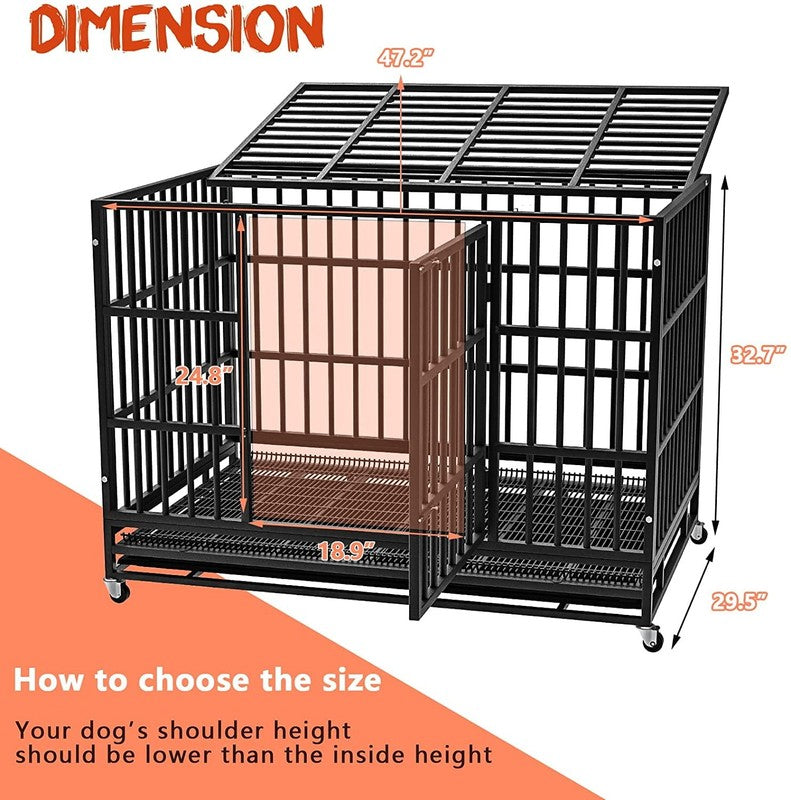 Heavy Duty Indestructible High Anxiety Dog Crate Cage for Outdoor and Indoor wit6