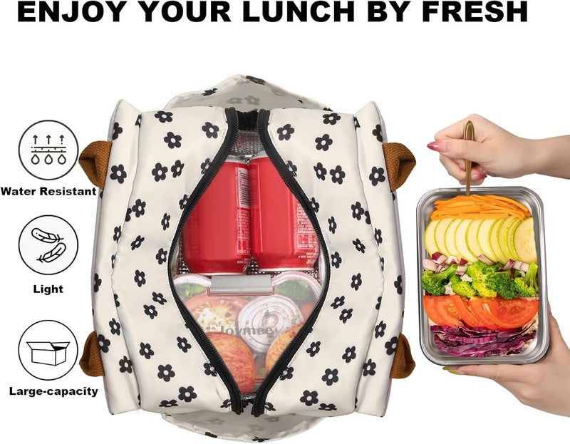 Insulated Lunch Bag Women Leakproof Large Cooler Tote w Bottle Holder Black2