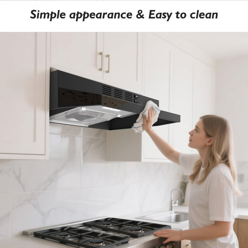 Black 24" Under Cabinet Range Hood 300CFM 2-Speed Ducted/Ductless9