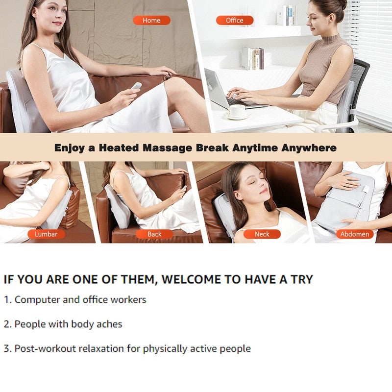 Neck & Back Massager w/ Heat, 3D Shiatsu Deep Kneading Pillow, Black3