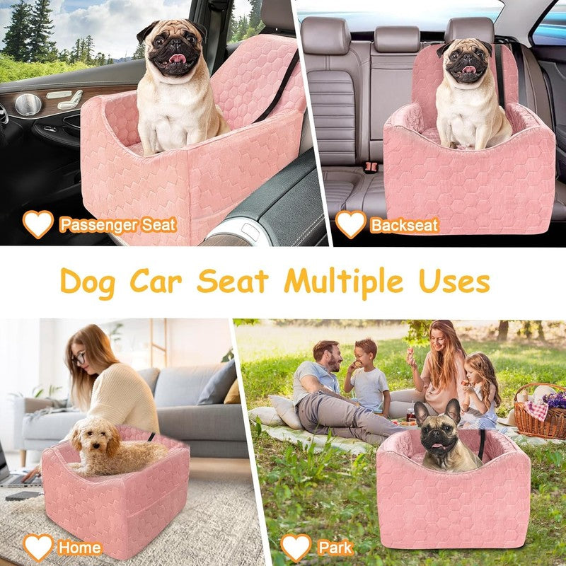 Dog Car Seat Small/Medium Dogs up to 35lbs Memory Foam Washable Cover Pink5
