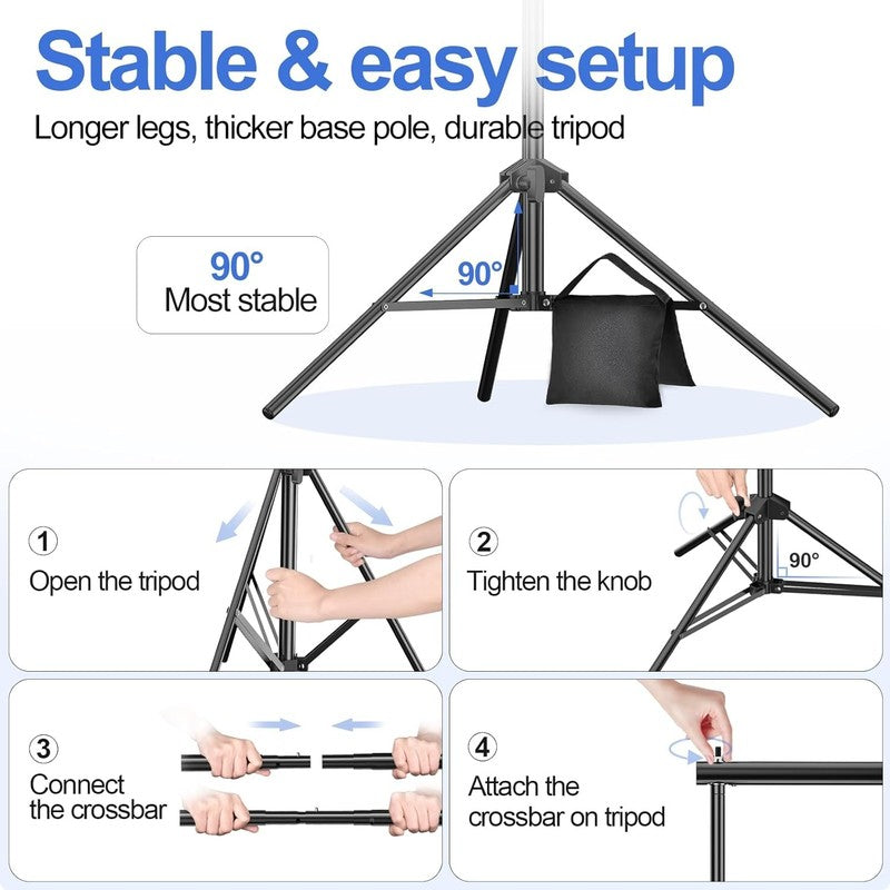 Backdrop Stand 10X7Ft(Wxh) Photo Studio Adjustable Background Stand Support Kit 4