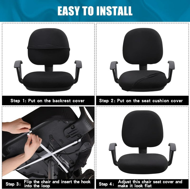 Universal Stretch Chair Covers for Office   Washable Black Slipcovers6