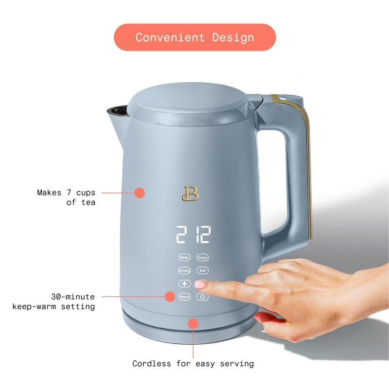 1.7L Electric Kettle 1500W Cornflower Blue by Drew Barrymore, One-Touch2