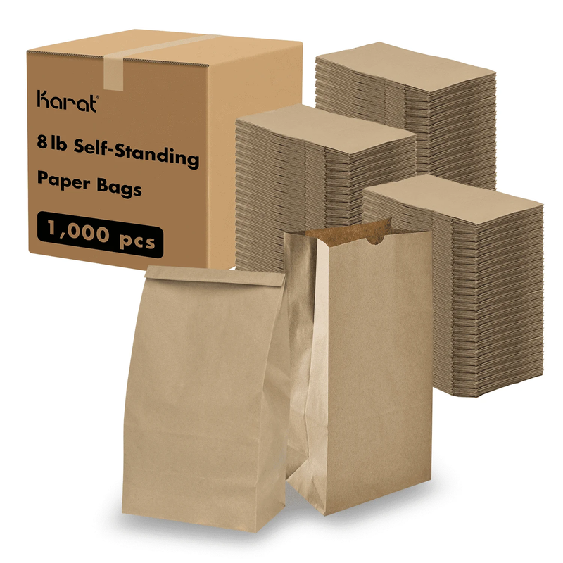 Brown Paper Bags, 8 Lb, 1,000 Ct – Kraft Grocery, Lunch, and Takeout Bags, Bulk 0