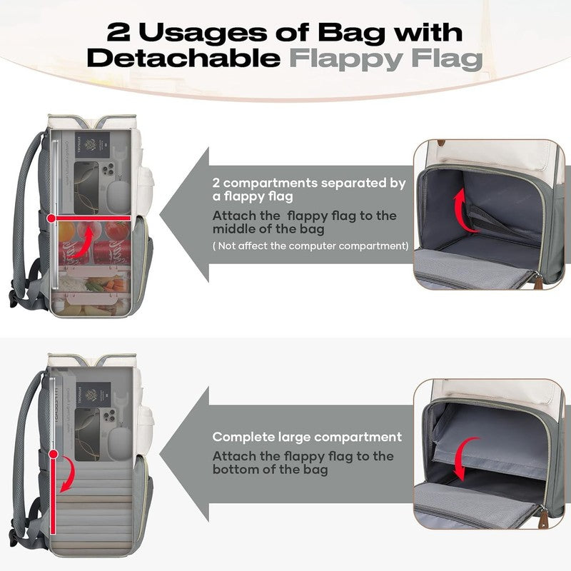 Travel Laptop Backpack 15.6 17.3" Nurse Work Bag w/ Lunch Box Gray Beige5