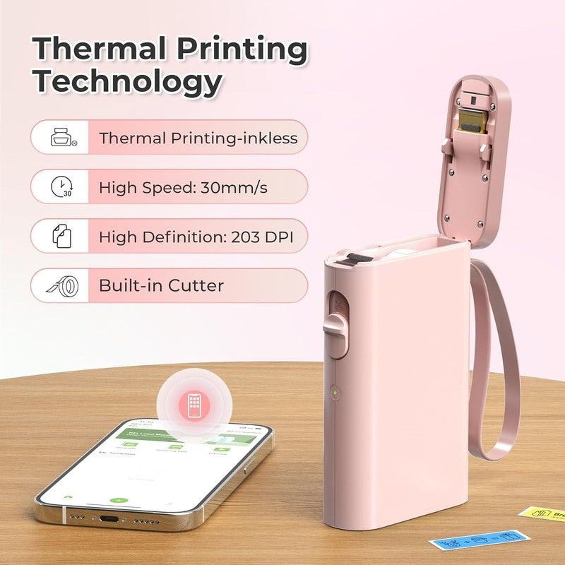 Pink Bluetooth Label Maker   Wireless Mini Printer for Home, Office & School4