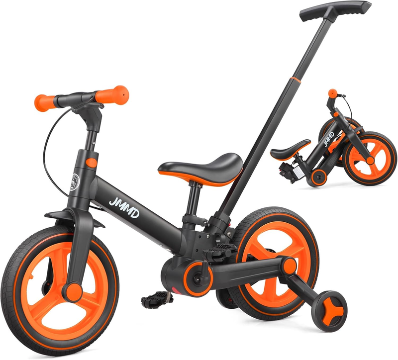 6-in-1 Toddler Bike 12" Balance Bike Push Handle Training Wheels Kids0