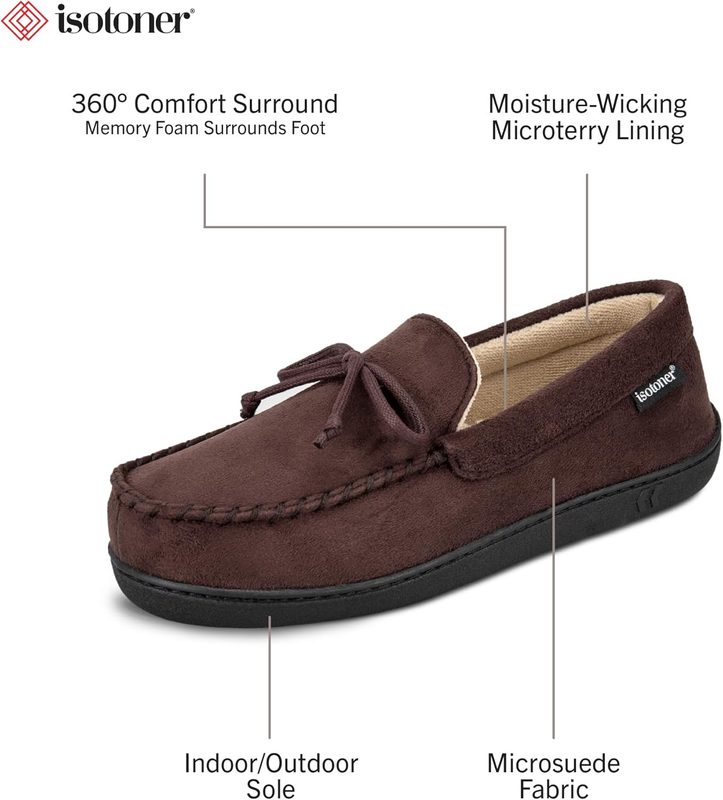 Men’s Microsuede Moccasin Slippers Memory Foam Slip On Indoor Outdoor1