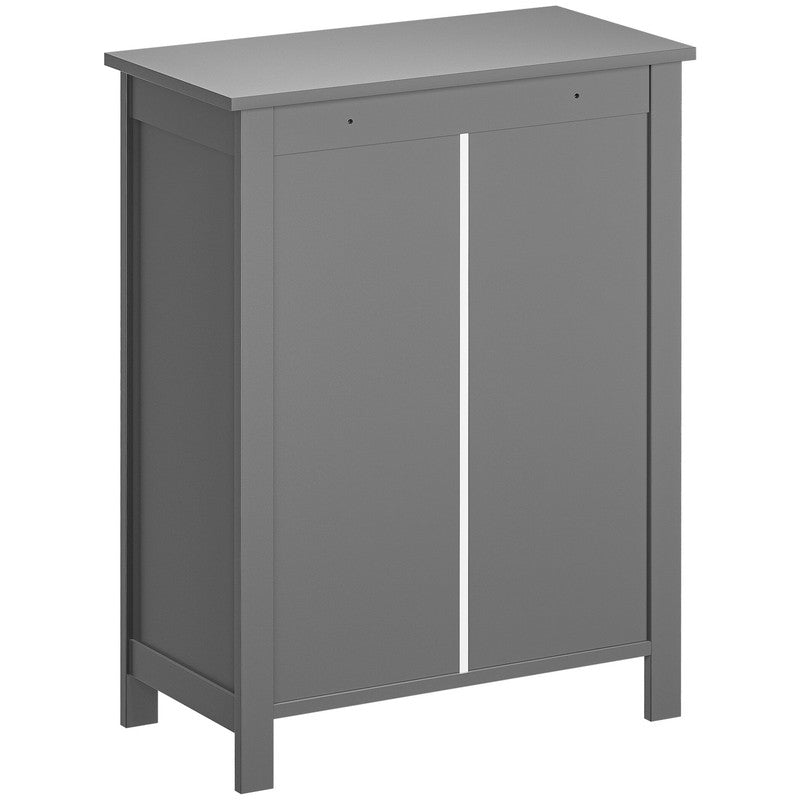 Wooden 2 Door Bathroom Cabinet Storage with 3 Shelves Free Standing 31.5" H, Gra4
