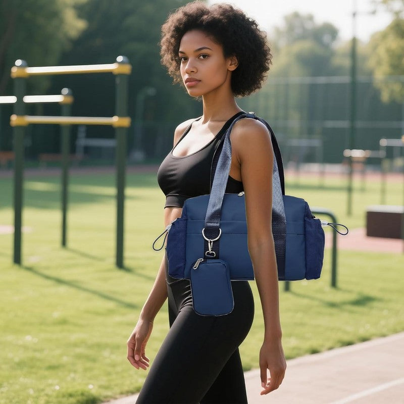 Everyday Mini Gym Bag Women 2.0 Tote Waterproof Travel Duffle Navy Coin Wallet4