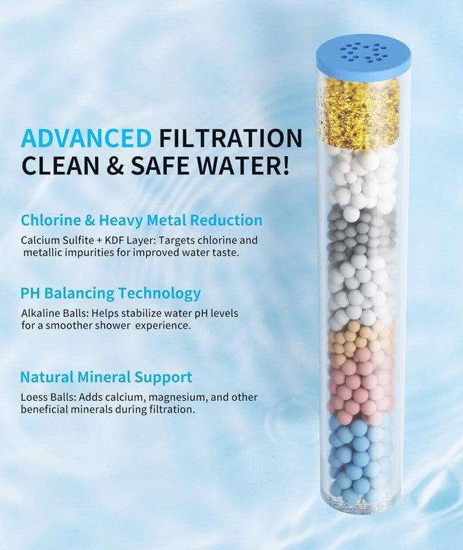 Filtered Shower Head Handheld 10 Spray Modes High Pressure Chrome w/ 2 Filters2