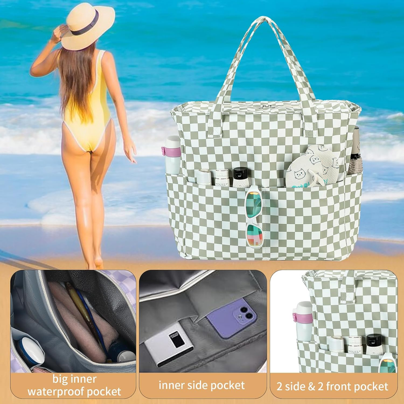 Large Beach Tote Bag Waterproof Women Swim Gym Grocery Travel Bag6