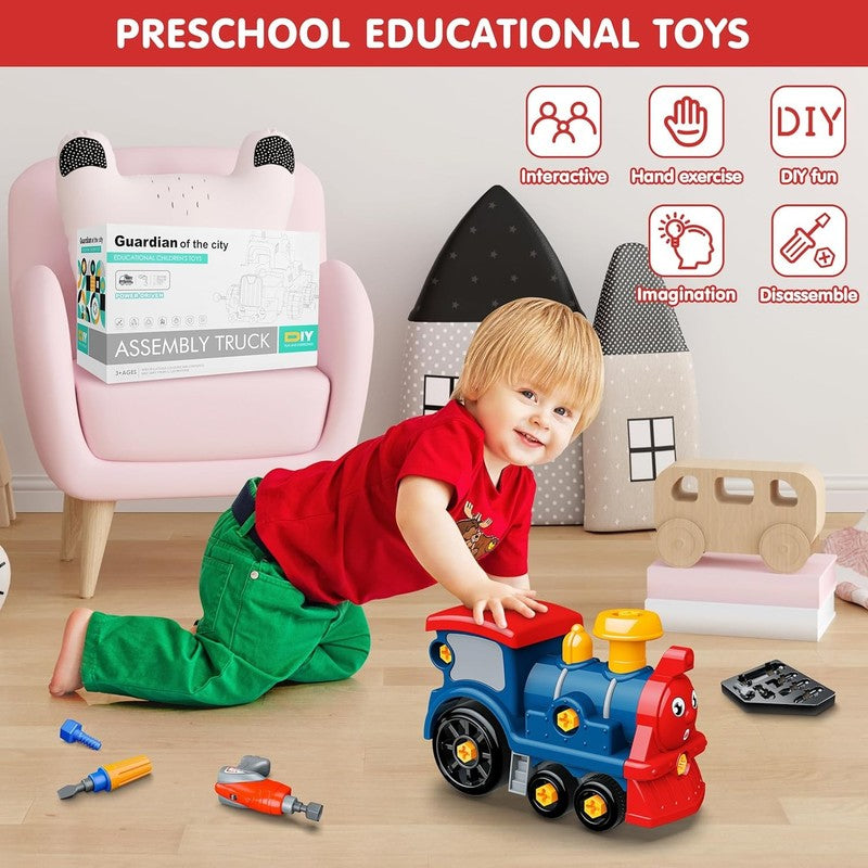Toddler Take Apart Toy Set with Electric Drill, DIY Electric Train Assembly, STE6