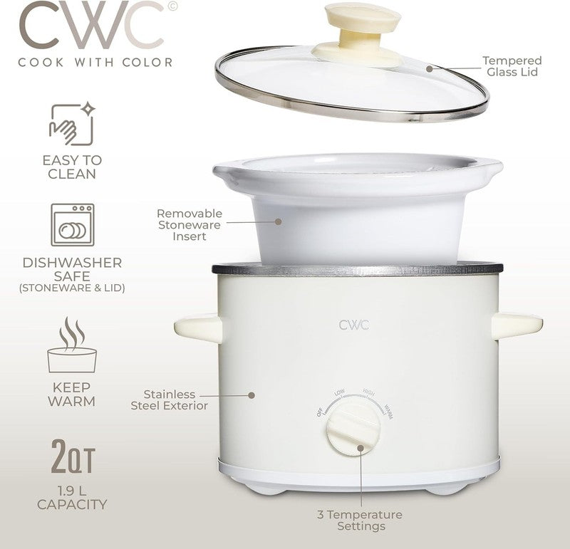 Slow Cooker, Crock Pot, 2-Quart Removable Stoneware Mini Crock Pot, Cream4
