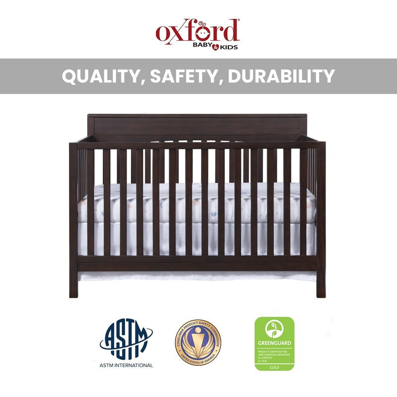 Harper 4-in-1 Convertible Crib Espresso Brown GREENGUARD Gold Wooden4