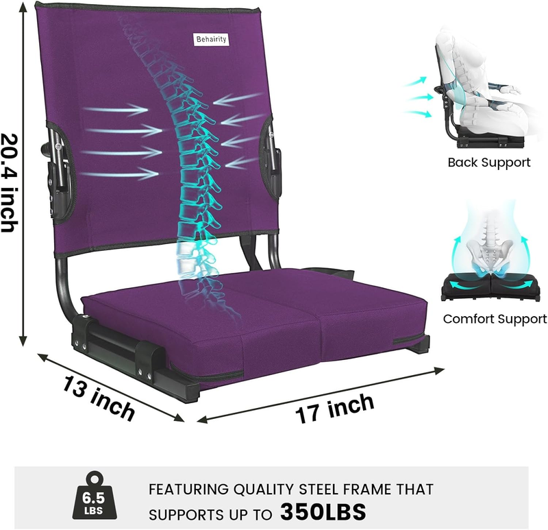 Portable Stadium Seat w/ Back Support Wide Thick Cushion Folding Chair2