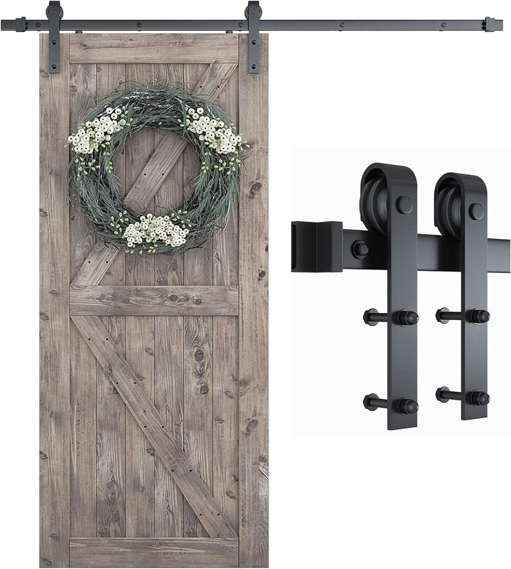 6.8FT Barn Door Hardware Kit, Sliding Barn Door Track  Smoothly and Quietly  Eas7