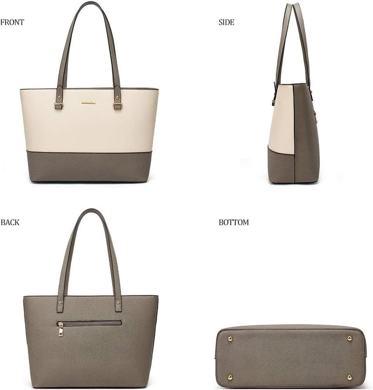 Women Fashion Synthetic Leather Handbag Set 4PCS Tote Shoulder Satchel Purse1