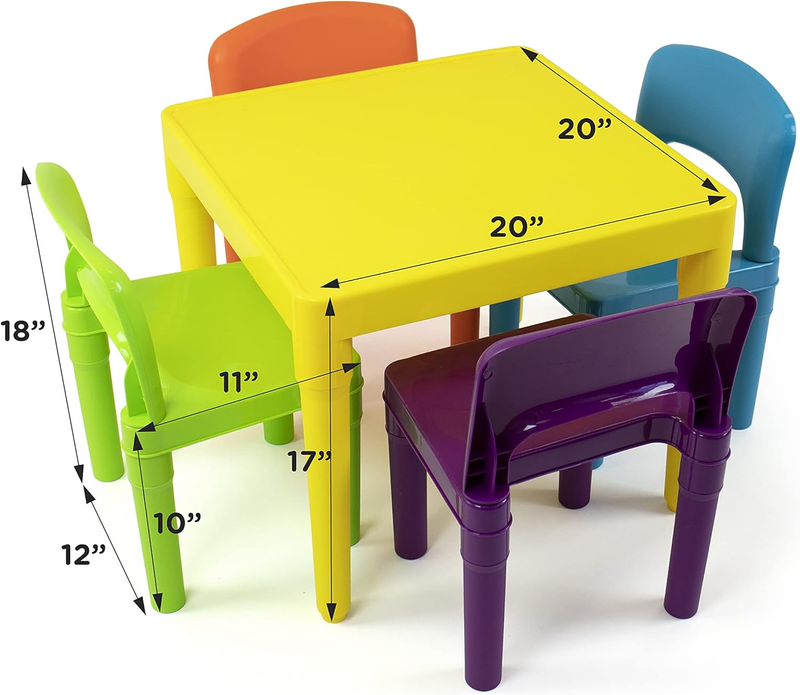 Kids Table & 4 Chairs Set Yellow Toddler Activity Playtime Arts Crafts 5pc3