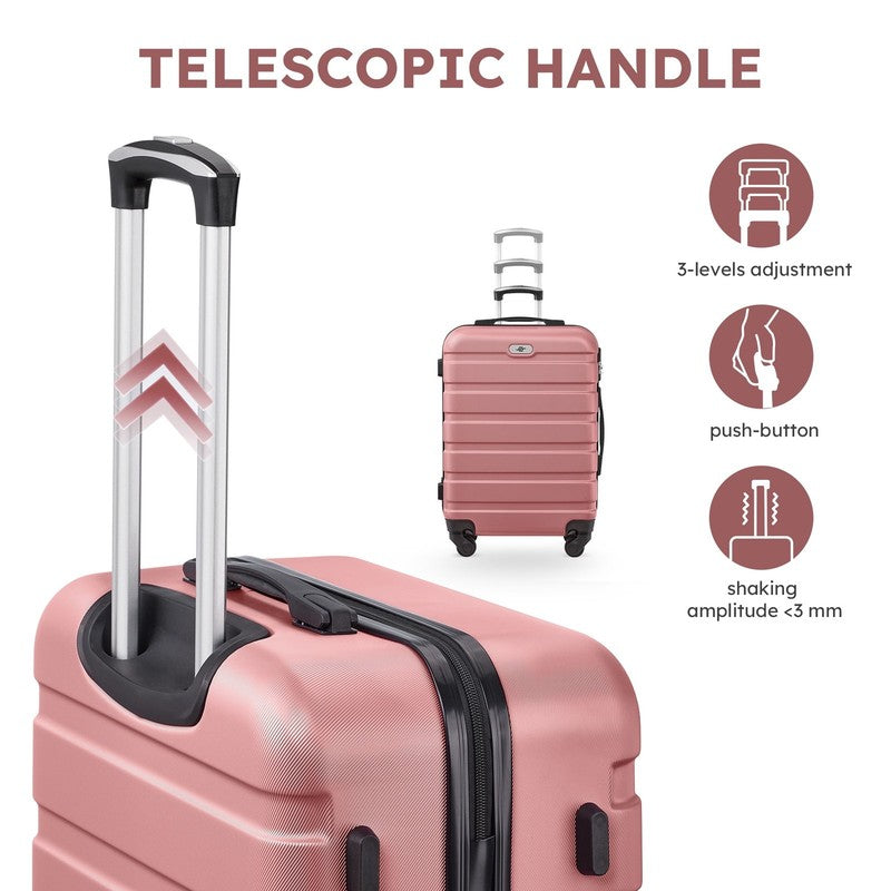 4 Piece Luggage Set Hardside Spinner Suitcase 16 20 24 28 Inch Lightweight Pink6