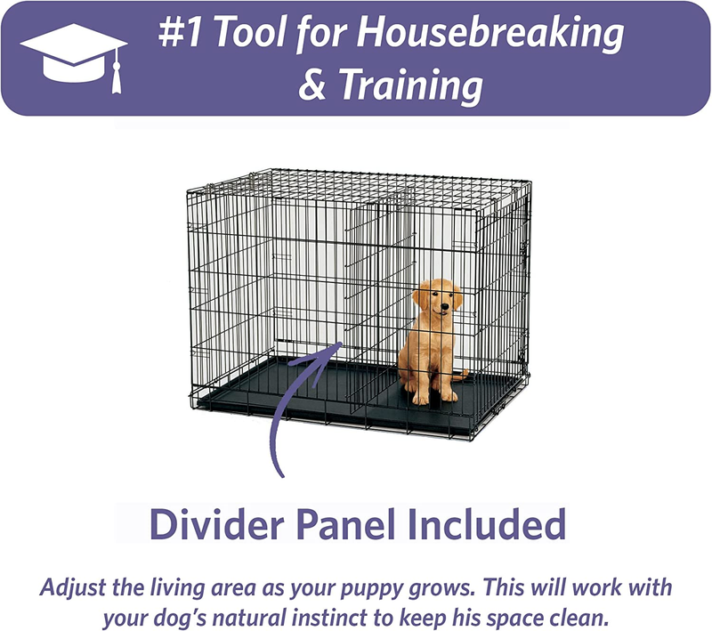 36" iCrate Folding Dog Crate w/ Divider Leak Proof Tray Metal Wire Kennel4