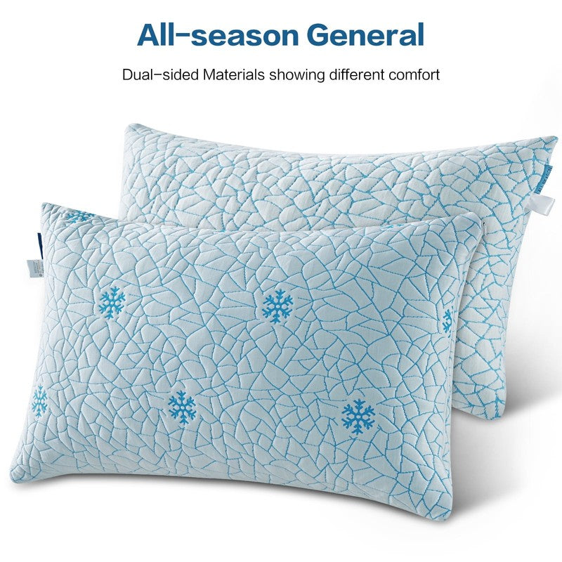 Cooling Memory Foam Queen Pillows Set of 2 Adjustable Support 30"x20"9