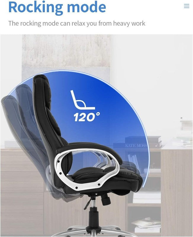 Ergonomic High Back Office Chair with Lumbar Support and Armrests - Black4