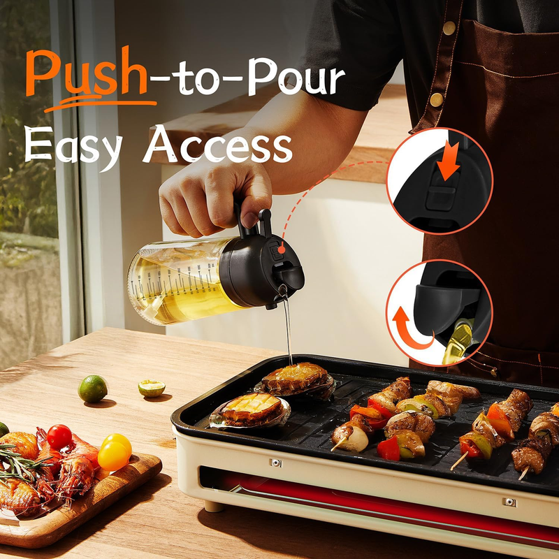 16oz Glass Olive Oil Sprayer 2 in 1 Dispenser Bottle Air Fryer BBQ Black3