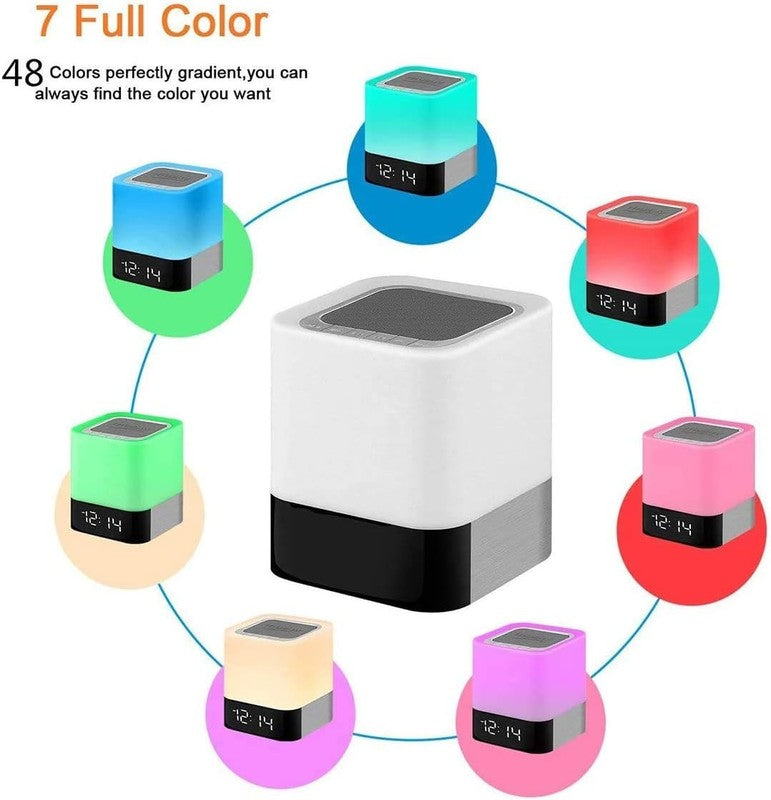 Bluetooth Speaker Alarm Clock, Touch Lamp, Night Light, RGB, Wireless, MP38
