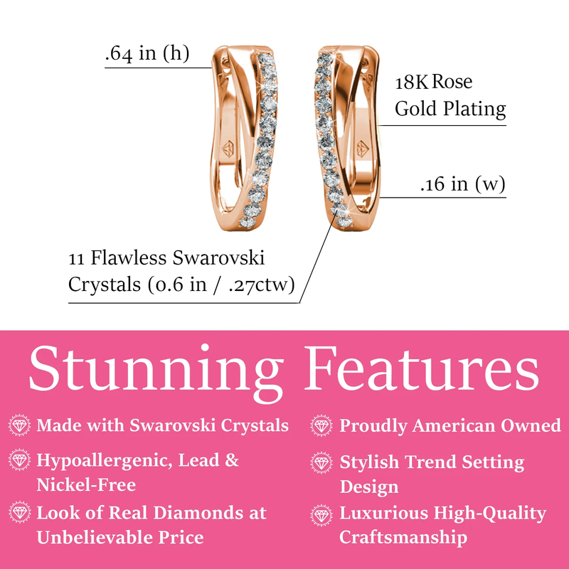 Amaya 18K Rose Gold Plated 16Mm Hoop Earrings with Crystals Gift for Women1