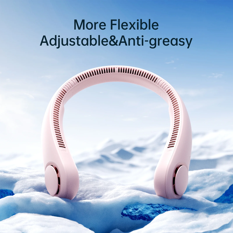Portable Neck Fan Bladeless Wearable Hands Free 5 Speed 16H Pink4