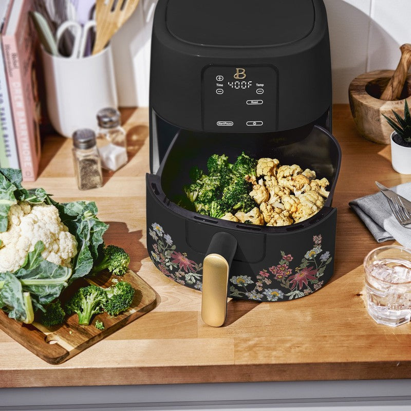 6 Qt Air Fryer w/ Turbocrisp Technology Evergood Ceramic Nonstick Black Flower4