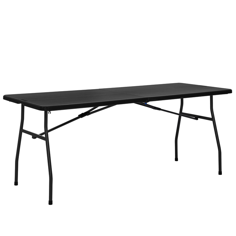 6 Foot Fold-in-Half Plastic Table Indoor Outdoor Scratch Resistant Black10