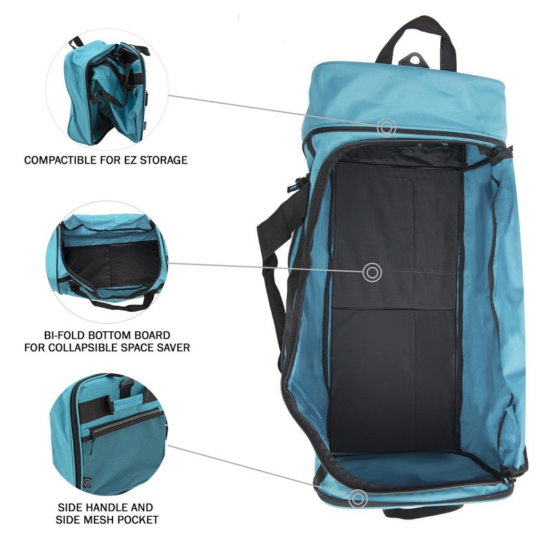 28 Inch Large Collapsible Rolling Duffel Bag Teal4