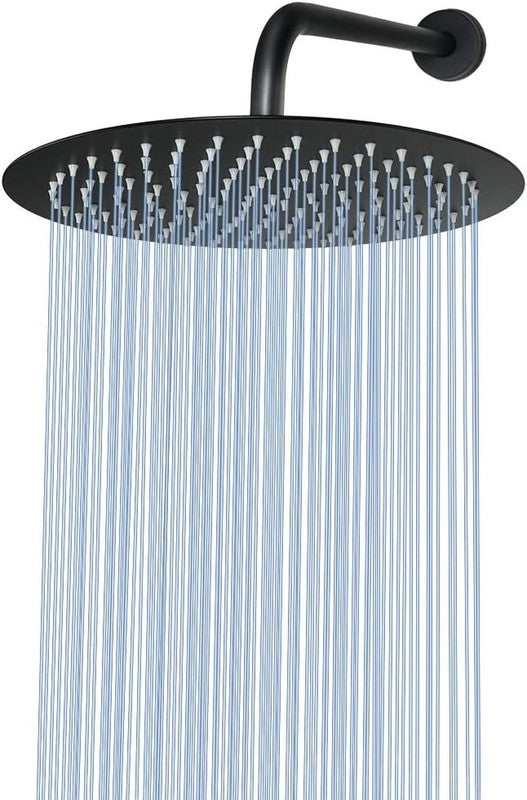 12" Matte Black Rain Shower Head, Ultra-Thin High Pressure Stainless Steel5