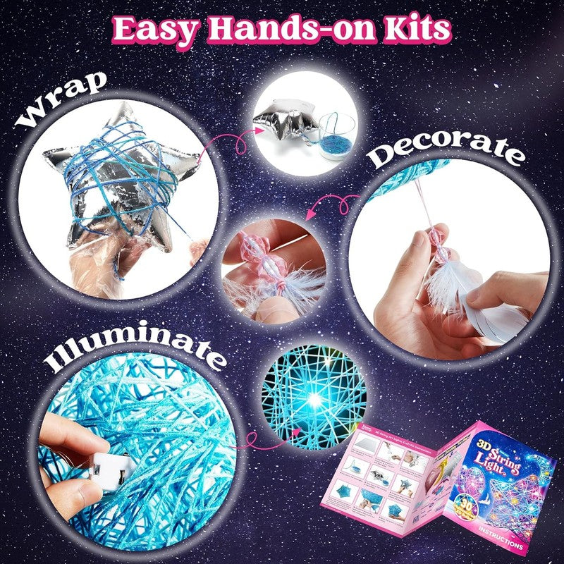 3D String Art Kit with LED Lights - Fun Craft Set for Kids Ages 8+1