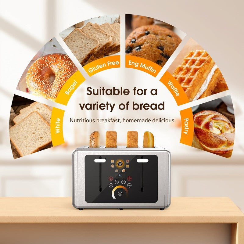 Touchscreen 4 Slice Toaster Stainless Steel Extra Wide Slots 6 Shade Settings3