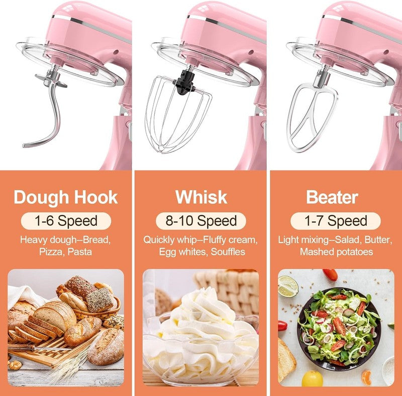 3-in-1 Stand Mixer 6.5QT 660W 10-Speed w/ Dough Hook Whisk Beater2