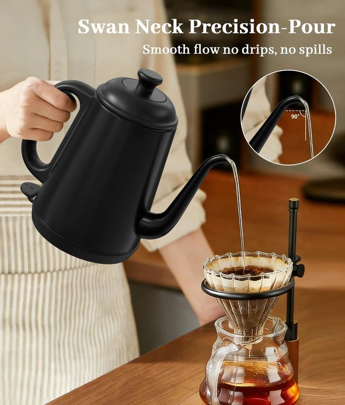 Gooseneck Electric Kettle 1L 1000W Fast Boil Pour Over Coffee Tea Black2
